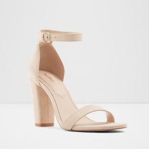 Aldo Nude Suede Heels Block Heel